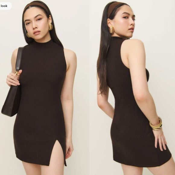 Reformation Skylar Knit Dress NWT in Cafe Brown XS - Picture 1 of 14